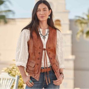 Sundance Lorena Leather Vest size med like new